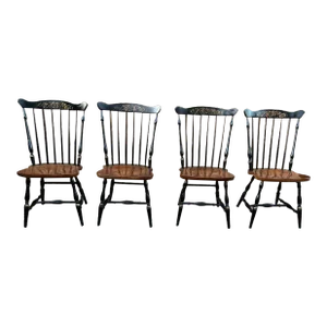 Late 20th Century Set of Four L. Hitchcock Fan Back Windsor Chairs