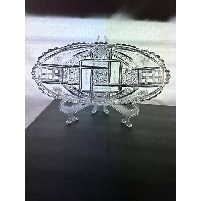 Early 20th Century American Brilliant Period Cut Crystal Celery Boat For Sale - Image 4 of 11