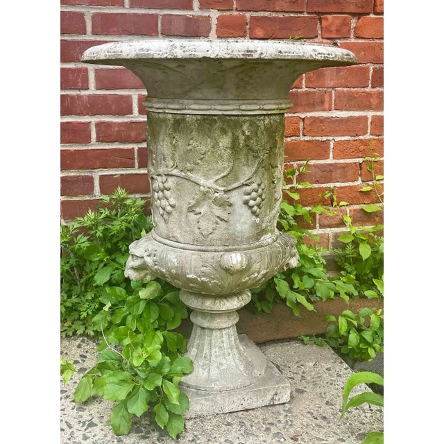 Antique Marble Urn - Carved Grapevine and Lions Head Design For Sale - Image 9 of 9