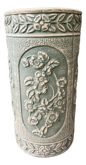 Vintage Green Floral Ransbottom Umbrella Stand