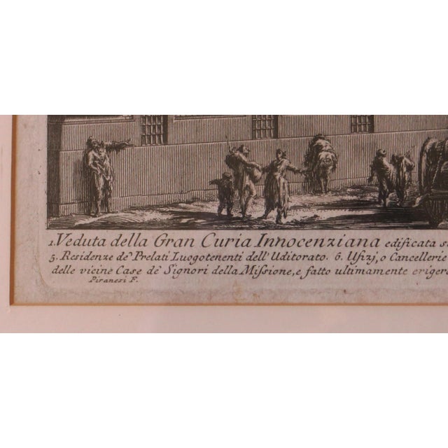 Paper Mid 18th Century Etching “Veduta Della Gran Curia Innocenziana” by Giovanni Battista For Sale - Image 7 of 9