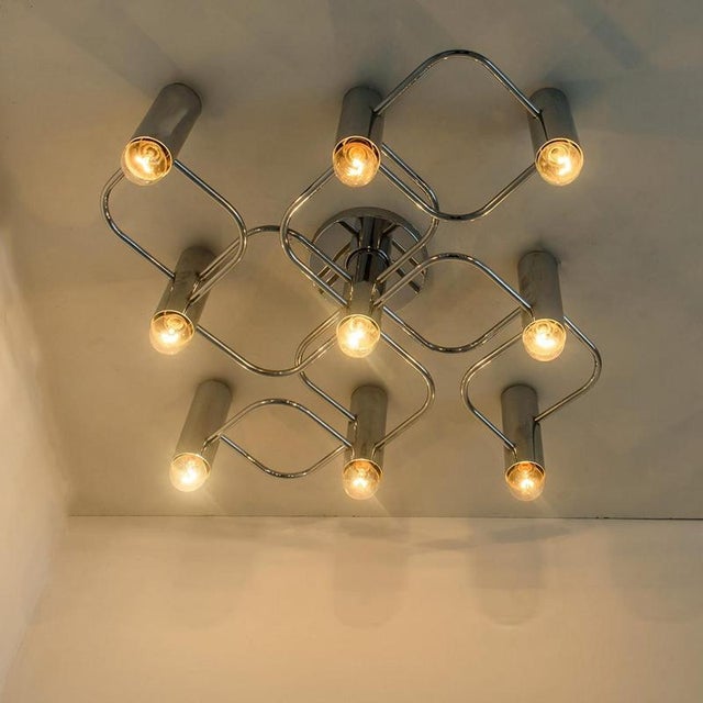 Silver Geometric Silver Chrome Leola Flush Mount, 1970s For Sale - Image 8 of 12