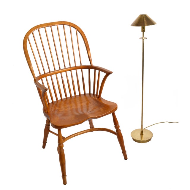 Maison Jansen Vintage Maison Jansen Style Mid-Century Modern Patinated Brass Steel Floor Lamp For Sale - Image 4 of 15