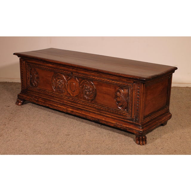 Italian Renaissance Walnut Chest, 1600s For Sale - Image 12 of 14