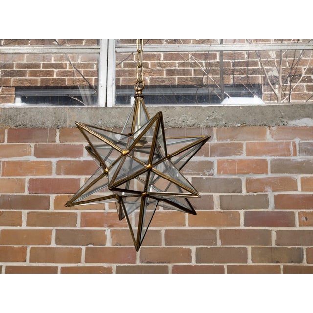 Mid 20th Century Mid 20th Century Mid Century Modern French Star Glass and Metal Light Fixture with Single Socket For Sale - Image 5 of 12