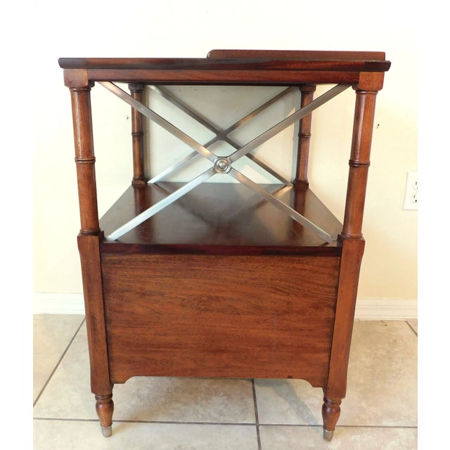 Brown Ethan Allen Mahogany Wood Two Drawer Side/End Accent Table W/ Gallery Top For Sale - Image 8 of 12