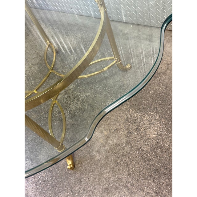 Brass La Barge Brass Coffee Table With Scallop Glass Top - Made in Italy For Sale - Image 8 of 8