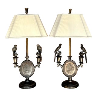 Vintage Boho Bronze Bird Lamps - a Pair For Sale