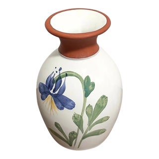 Vitage Emerson Creek Pottery - Painted Iris, Ceramic & Terracotta, Bud Vase For Sale