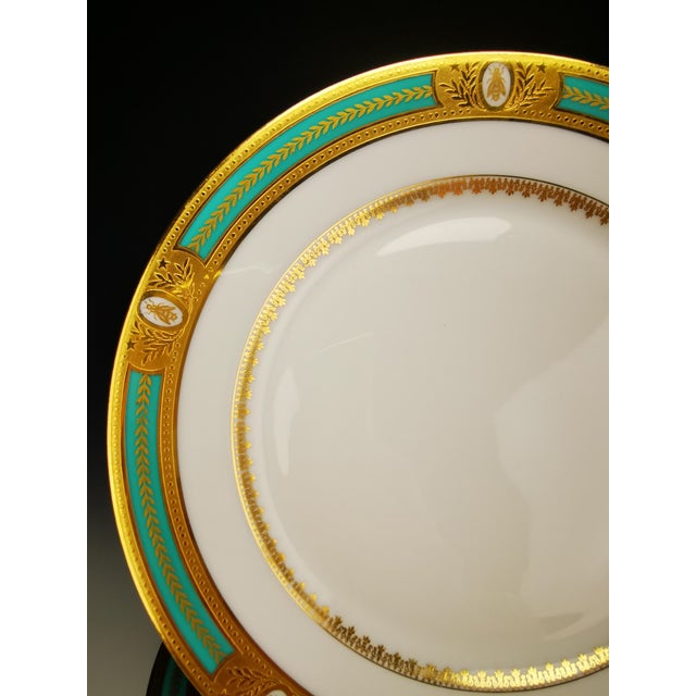 Rare and superb set of eight Limoges porcelain dessert plates by Haviland & Parlon, "The Bees" pattern. Hand-painted,...