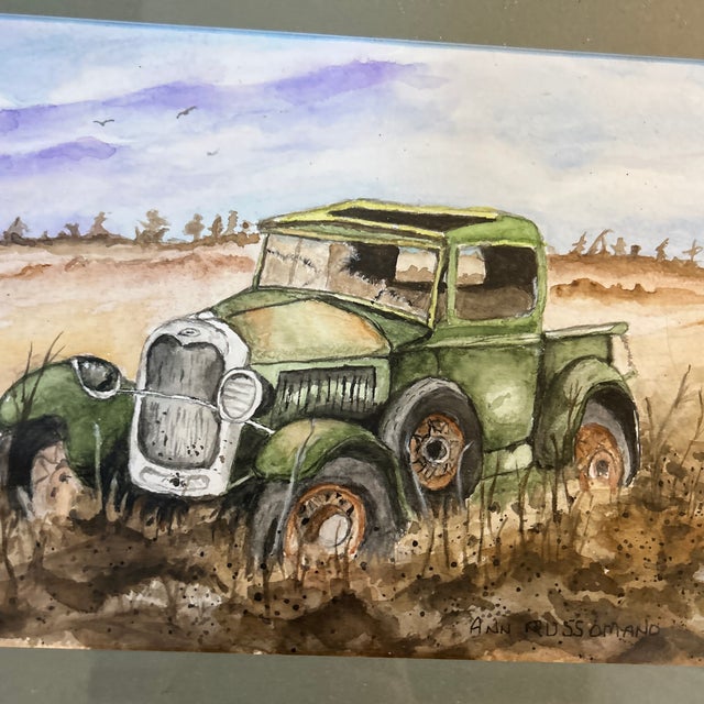 1970s 2 1970’s Original Rustic Cozy Farm Watercolor Paintings - Set of Two For Sale - Image 5 of 8