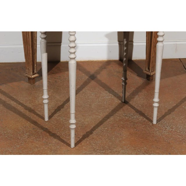 Mid 19th Century Swedish Painted Side Table with Single Drawer, Turned Legs and Serpentine Front For Sale In Atlanta - Image 6 of 12