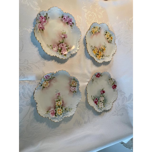 Late 20th Century Late 20th Century R.C. Monbijou, Bavarian Rosenthal Plates Hand Painted Flowers Gilt Signed - Set of 4 For Sale - Image 5 of 13
