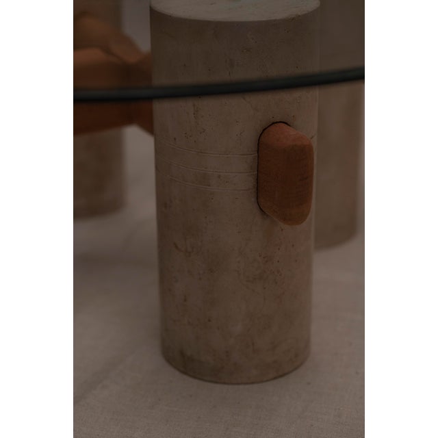 Glass German Brutalist Travertine Coffee Table, 1970s For Sale - Image 7 of 13