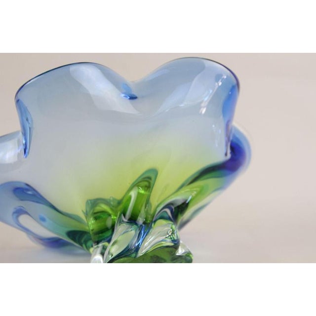 Blue and Green Sommerso Murano Glass Bowl, Italy, 1960s For Sale - Image 11 of 13