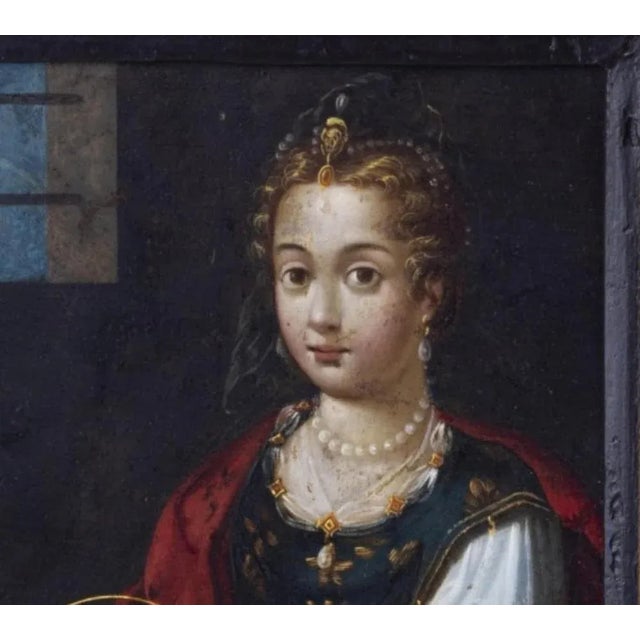 Italian School Artist, Salome with the Head of Saint John the Baptist, 1600s, Painting, Framed For Sale - Image 4 of 6