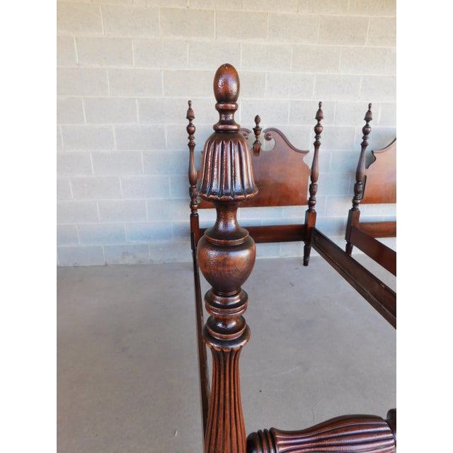 Antique Flame Mahogany Chippendale Style Bell Flower Finial Poster Beds - A Pair For Sale - Image 18 of 18