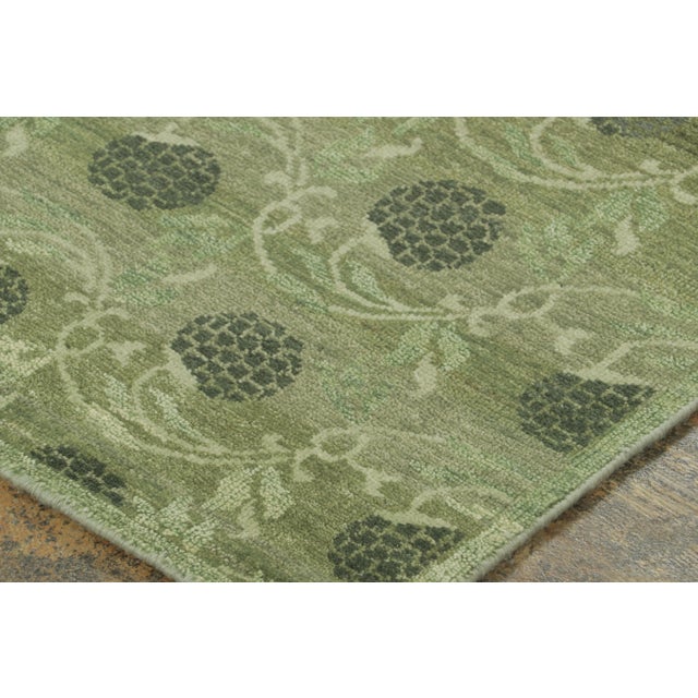 Contemporary Block Print Floral Wool Runner by Rug & Kilim, India For Sale In New York - Image 6 of 8