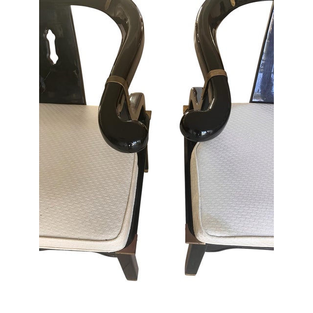Mid-Century Modern Pair of James Mont Chairs Lacquered 1970 Horseshoe Chairs For Sale - Image 3 of 8