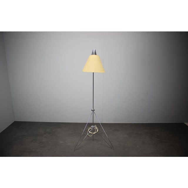 Josef Hurka Giraffe Floor Lamp in Chrome with Handmade Parchment Shade attributed to Josef Hůrka for Napako, 1960s For Sale - Image 4 of 18