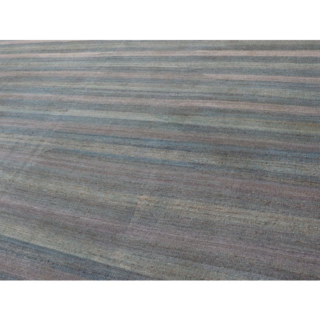 Light Green Large Afghanistan Kilim Modern With Stripes in Shade of Light Green For Sale - Image 8 of 12