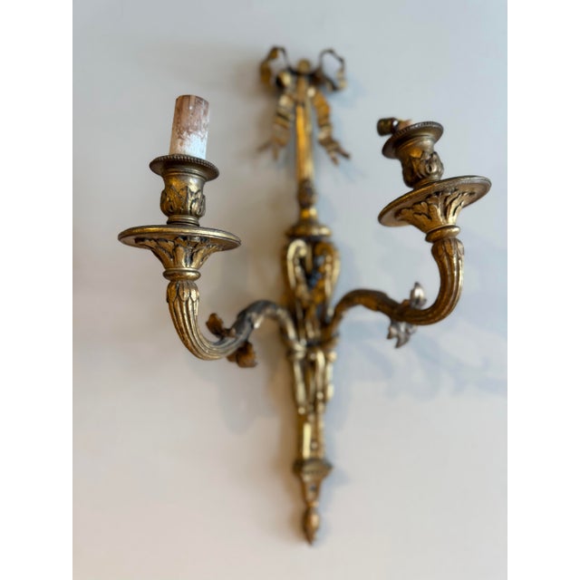 Metal 1900s Pair of Gilded Iron French Sconces For Sale - Image 7 of 9