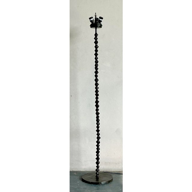 Presenting a captivating vintage floor lamp, strongly echoing the raw, evocative aesthetic of Alberto Giacometti's...
