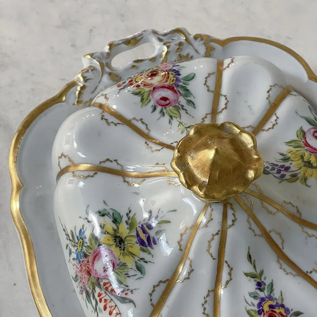 Gold 19th Century French Limoges Hand-Painted Covered Serving Dish For Sale - Image 8 of 13