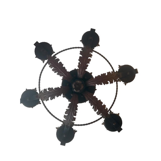 Spanish Revival Antique Spanish Revival Wrought Iron Chandelier For Sale - Image 3 of 10