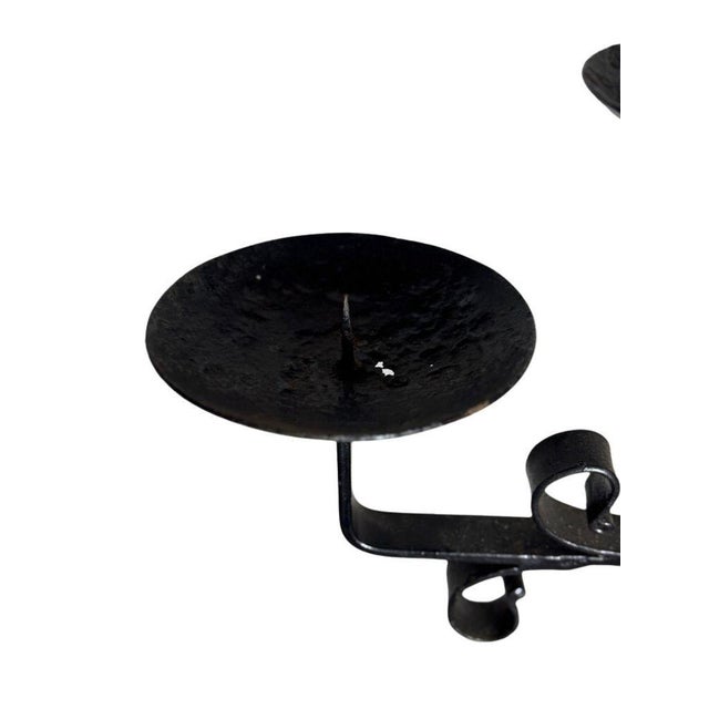 Metal Antique Wrought Iron Floor Candelabras - Holds Five Candles - Set of 2 For Sale - Image 7 of 16