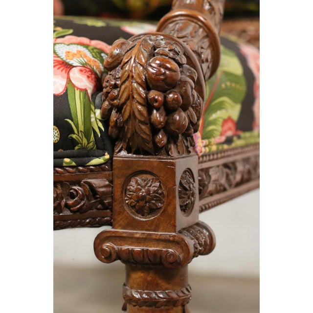 French 20th-C. French Louis XVI Style Carved Fruitwood Bergere Arm Chair For Sale - Image 3 of 8