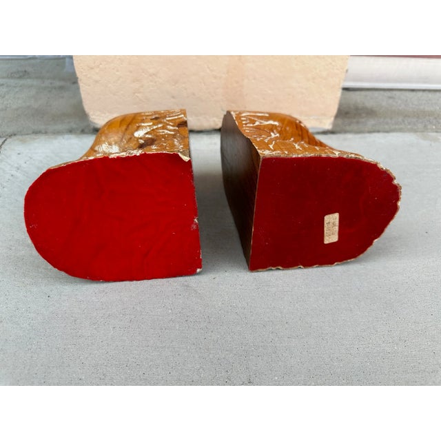 1970s Vintage Sarreid Hand Carved Wood Eagle Bookends-A Pair For Sale - Image 5 of 6