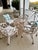 Henry Link Dining Set. Fully Refurbished, New Upholstered Seats. Chippendale, White Washed Chairs and Table With Glass. Classic Coastal Design For Sale - Image 10 of 12