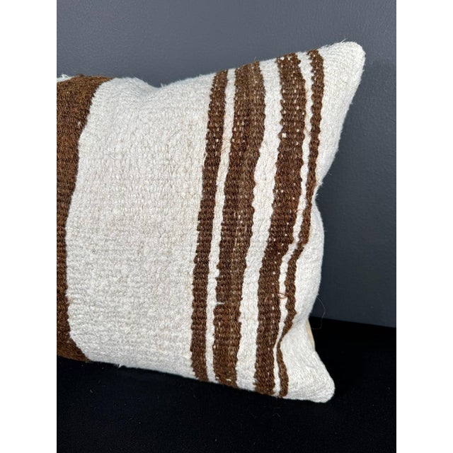 Turkish Hemp Pillow Cushion Natural Beige Brown Pillow Cushion Cover 16" x 24" For Sale - Image 4 of 4
