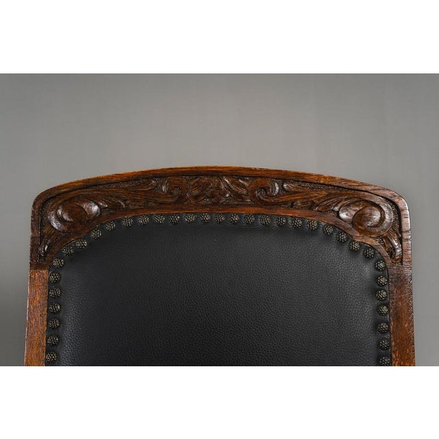 Art Nouveau Armchair in Oak and Leather For Sale - Image 16 of 17