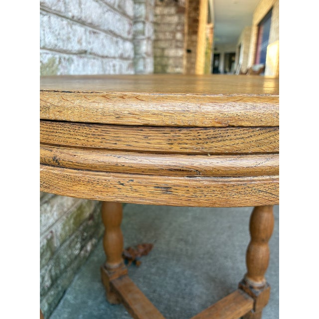 Tan Mid 20th Century Round Wooden Side Table For Sale - Image 8 of 14