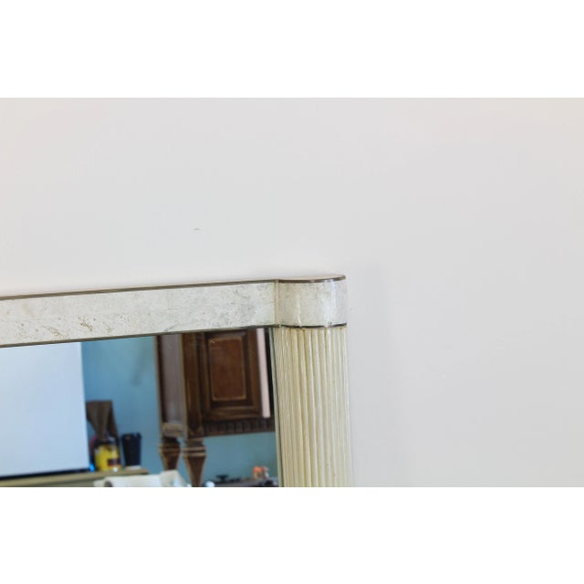 Mid-Century Modern Vintage Tessellated Stone and Pencil Reed Mirror For Sale - Image 3 of 5