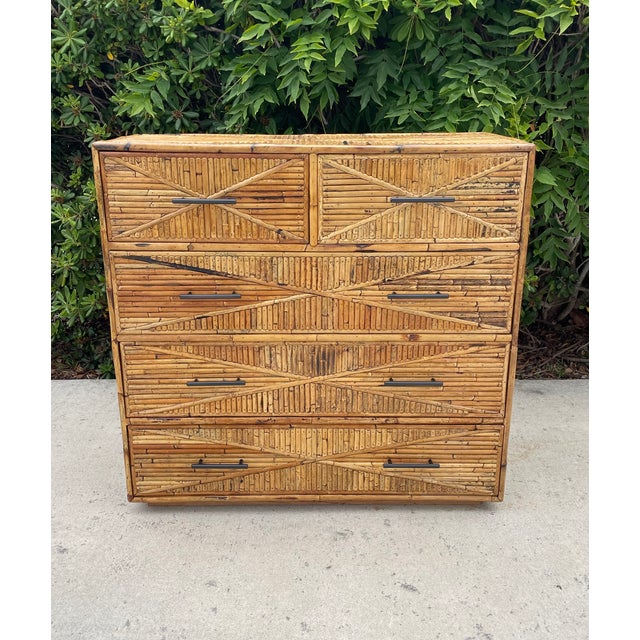 Vintage Stacked Rattan Dresser | Chairish