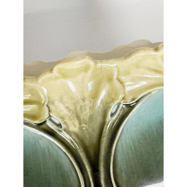 Art Nouveau Majolica Cachepot with Green and Blue Floral Decorations, France For Sale - Image 13 of 18