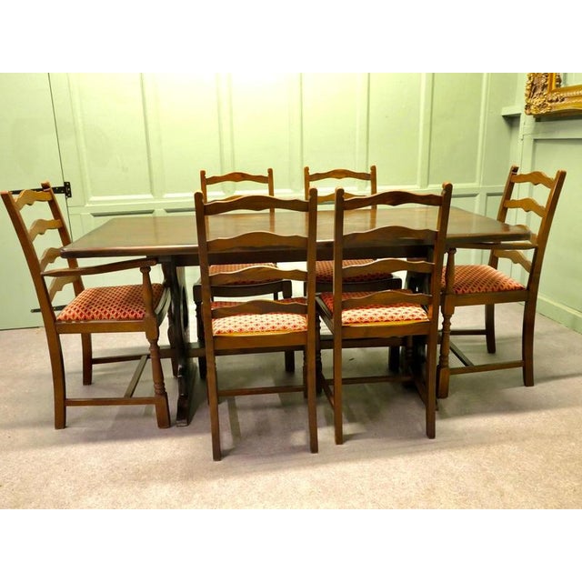 A Good Country Oak Refectory Table and 6 Chairs This charming refectory style oak table comes with a set of 6 dining...