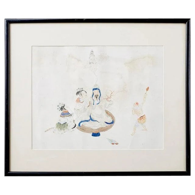 Chinese Framed Water Color of a Man and Woman For Sale - Image 13 of 13