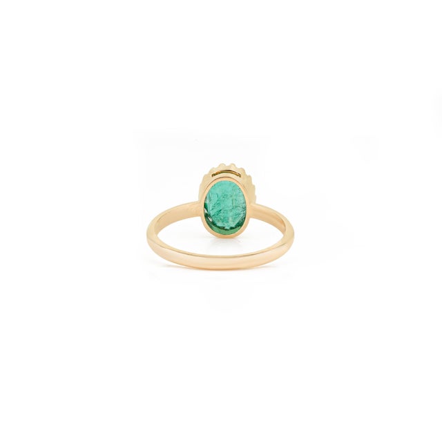 Vintage Inspired 1.9ct Natural Emerald Oval Solitaire Ring Size 8 in 18k Yellow Gold For Sale - Image 10 of 16