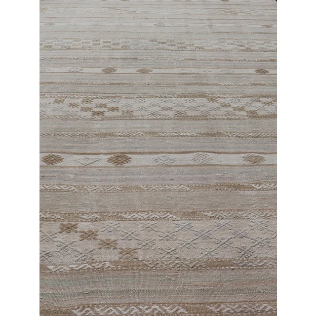 Turkish Kilim vintage carpet in light taupe, pale lavender, light brown, light gray and Cream, rug EN-179780, country of...