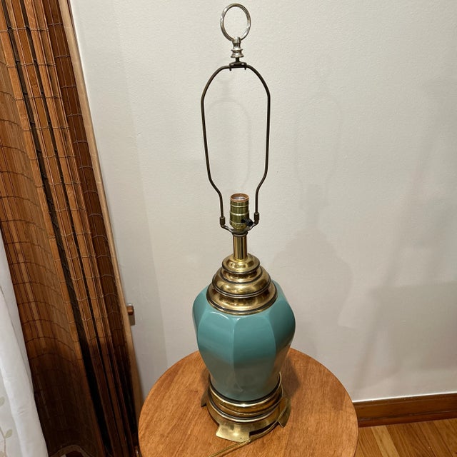 Mid 20th Century French Cerulean Reverse Ceramic Table Lamp For Sale - Image 13 of 13