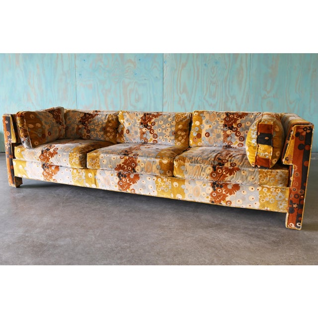 1960s Milo Baughman for Thayer Coggin Sofa and Loveseat Jack Lenor Larsen Primavera For Sale - Image 16 of 18