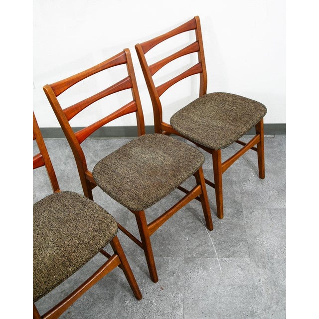 1960s Mid Century Modern Dining Chairs Set 4 Mobler Ladder Back Farstrup Teak Grey MCM For Sale - Image 9 of 12
