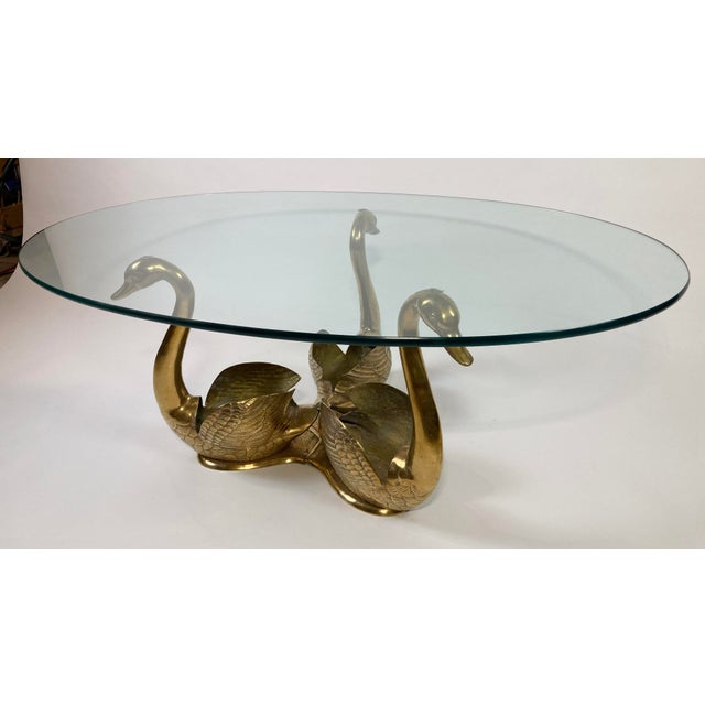 Brass Swan Coffee Table With Glass Top Chairish