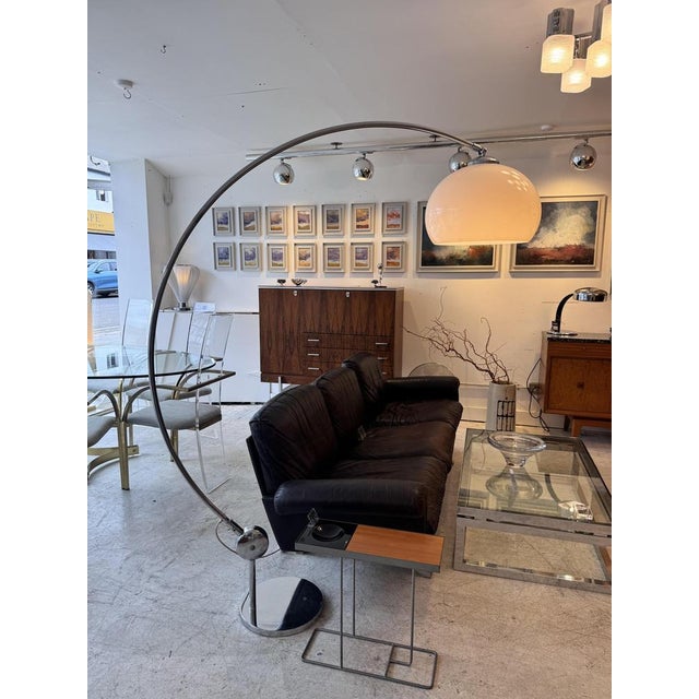 Metal Mid-Century Italian Adjustable Arc Lamp by Goffredo Reggiani for Reggiani with Shade fro Guzzini, 1970 For Sale - Image 7 of 9