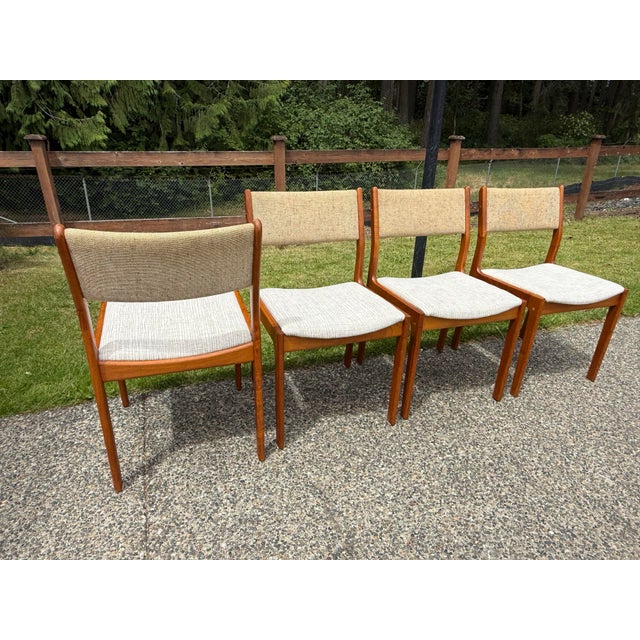 Wood Set of Four (4) Danish Mid-Century Modern Dining Chairs in Solid Teak by D-Scan, C. 1980's For Sale - Image 7 of 9