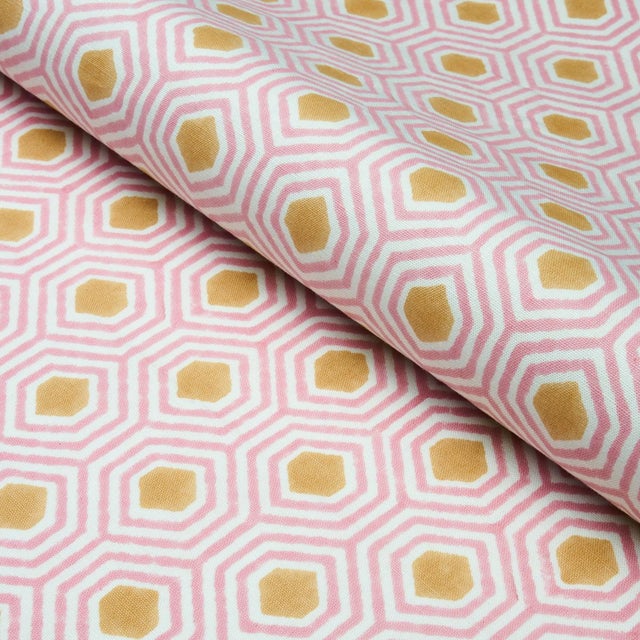 Rustic Sample - Schumacher Otis Fabric in Pink & Gold For Sale - Image 3 of 3